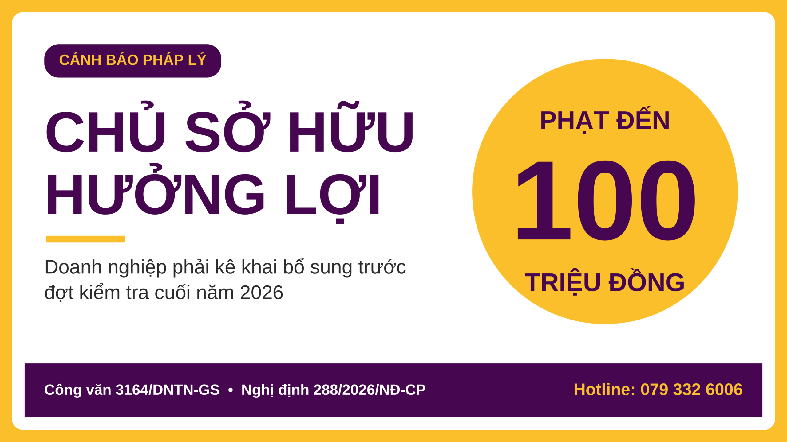 Kê khai chủ sở hữu hưởng lợi 2026 trước hạn kiểm tra